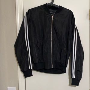 Black and white striped bomber jacket